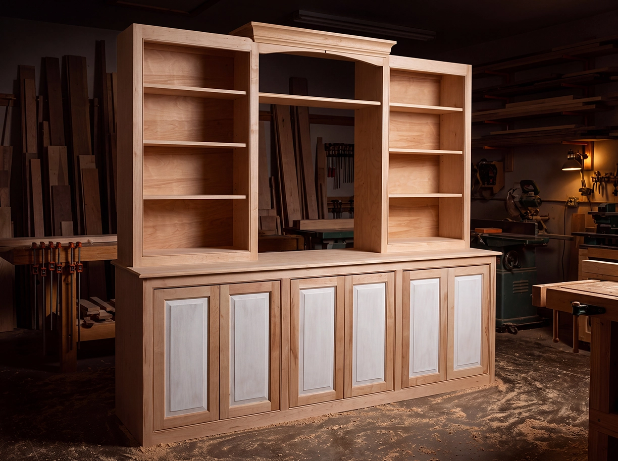 Custom built-in shelves and cabinets