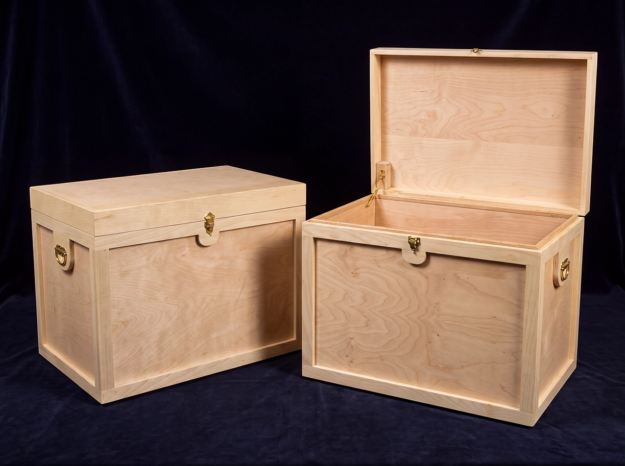 Custom storage chests with brass hardware