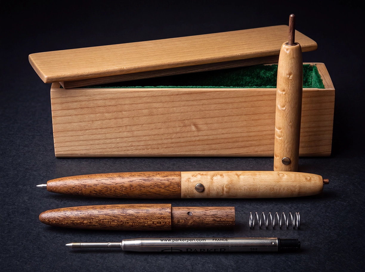 Hand turned pens with storage case