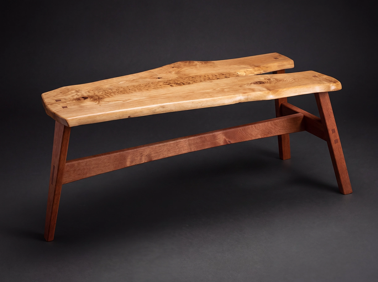 Three legged split log coffee table